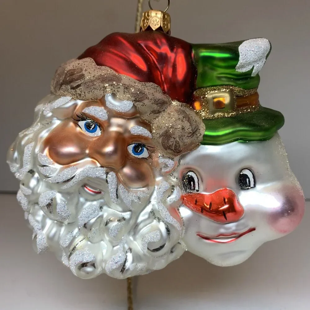 Glass Christmas Ornament Poland Santa Claus Snowman Holiday 5” Decoration